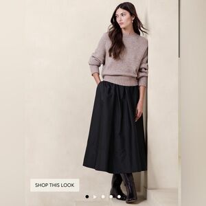 Banana Republic Cotton Black Midi Skirt